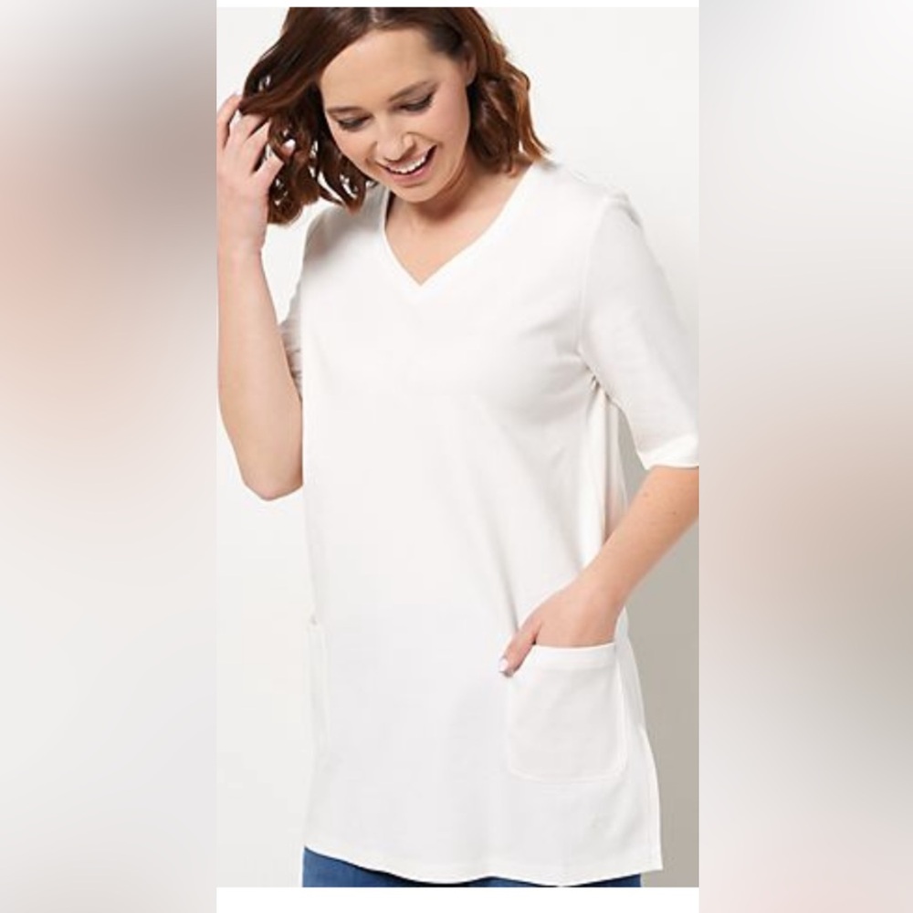 Isaac Mizrahi Pima Cotton V-Neck Women's Top NWNT
